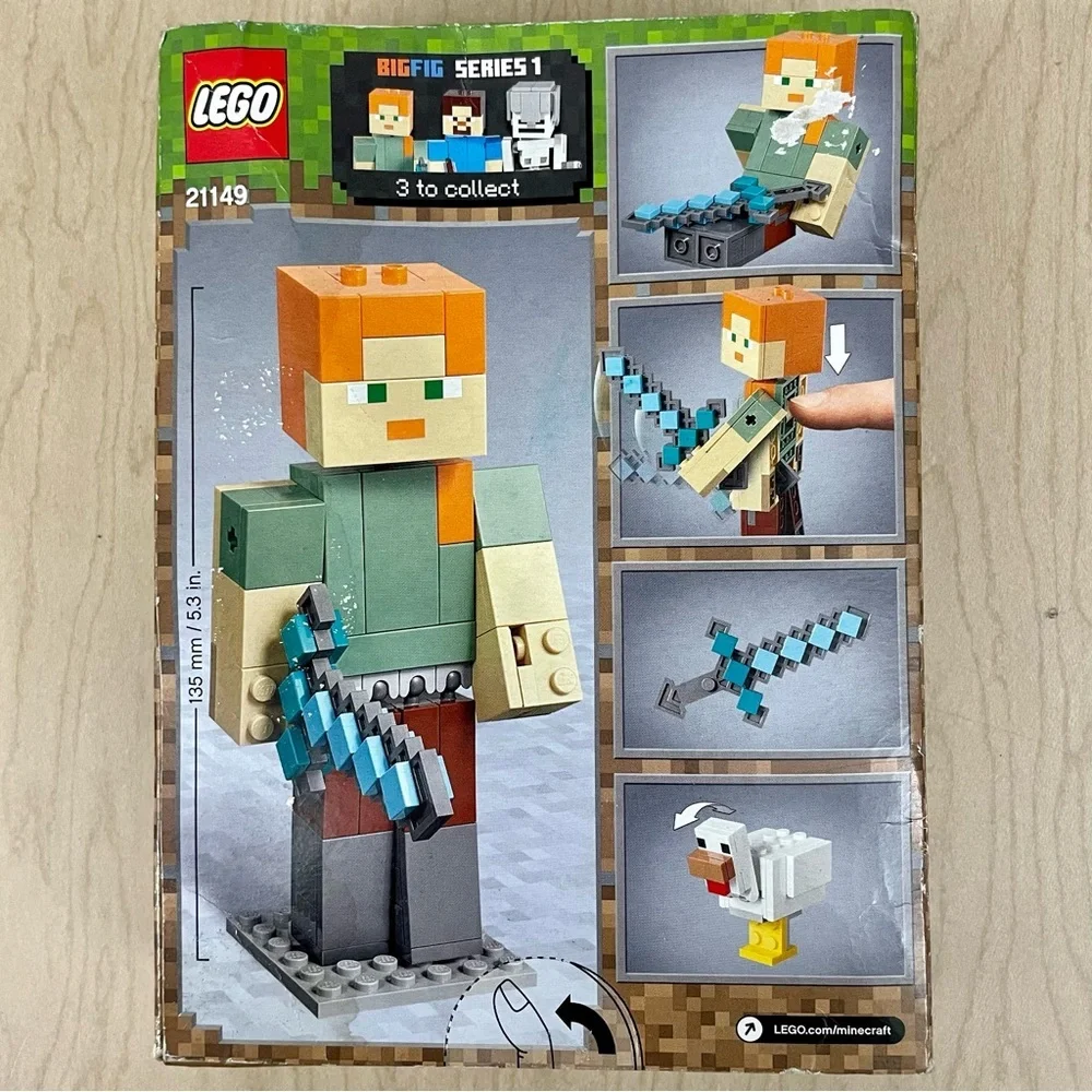 New Legos 21149 Minecraft Alex BigFig Chicken Building Set 160 Pieces Retired